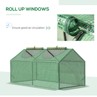 Outsunny Mini Greenhouse, Small Plant Grow House for Outdoor with Durable PE Cover, Observation Windows, 120 x 60 x 60 cm, Green 