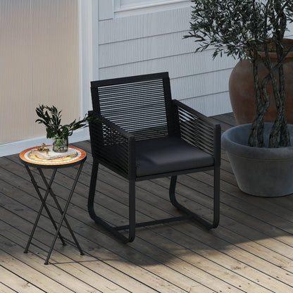 Outsunny Mosaic Outdoor Garden Table, 35.5cm Round Folding Coffee Table with Metal Frame for Balcony Terrace, Orange 