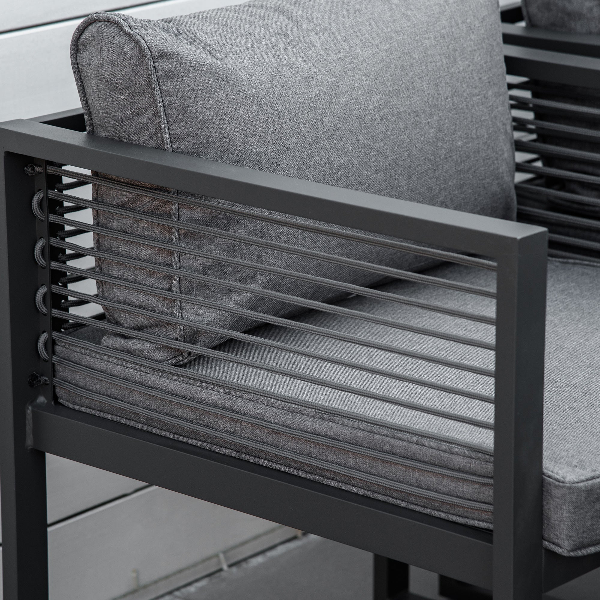 Outsunny Nine-Piece Aluminium Garden Set, with Glass-Top Table - Grey 