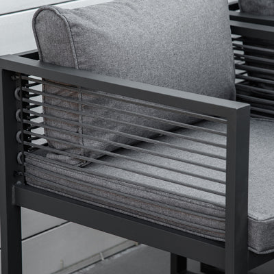 Outsunny Nine-Piece Aluminium Garden Set, with Glass-Top Table - Grey 