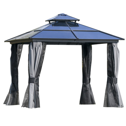 Outsunny Outdoor 3 x 3(m) Gazebo Cabana w/ Steel Frame & Net Sidewalls for Privacy 