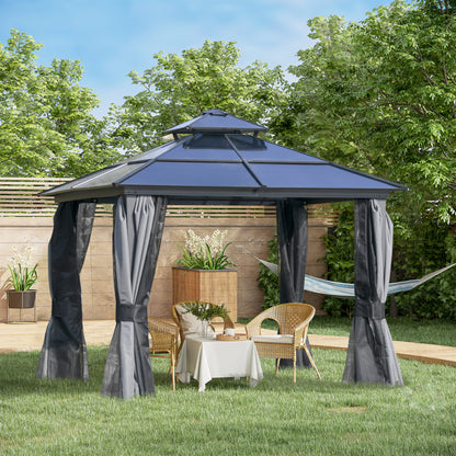 Outsunny Outdoor 3 x 3(m) Gazebo Cabana w/ Steel Frame & Net Sidewalls for Privacy 