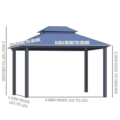 Outsunny Outdoor 3.6 x 3(m) Gazebo Cabana w/ Steel Frame & Net Sidewalls for Privacy 