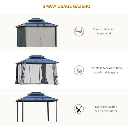 Outsunny Outdoor 3.6 x 3(m) Gazebo Cabana w/ Steel Frame & Net Sidewalls for Privacy 
