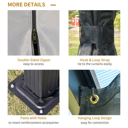 Outsunny Outdoor 3.6 x 3(m) Gazebo Cabana w/ Steel Frame & Net Sidewalls for Privacy 