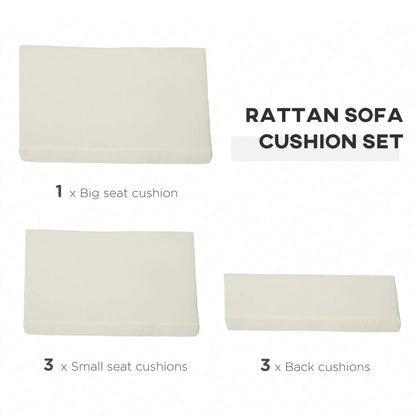 Outsunny Outdoor Cushion Pad Set for Rattan Furniture, 7 Piece Garden Furniture Cushions, Patio Conversation Set Cushions, Lightweight and Durable, Cream 