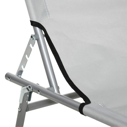 Outsunny Outdoor Foldable Sun Lounger, 4 Level Adjustable Backrest Reclining Sun Lounger Chair with Angle Adjust Sun Shade Awning for Beach, Garden, Patio, Light Grey 