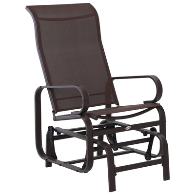 Outsunny Outdoor Gliding Rocking Chair with Sturdy Metal Frame Garden Comfortable Swing Chair, Brown 