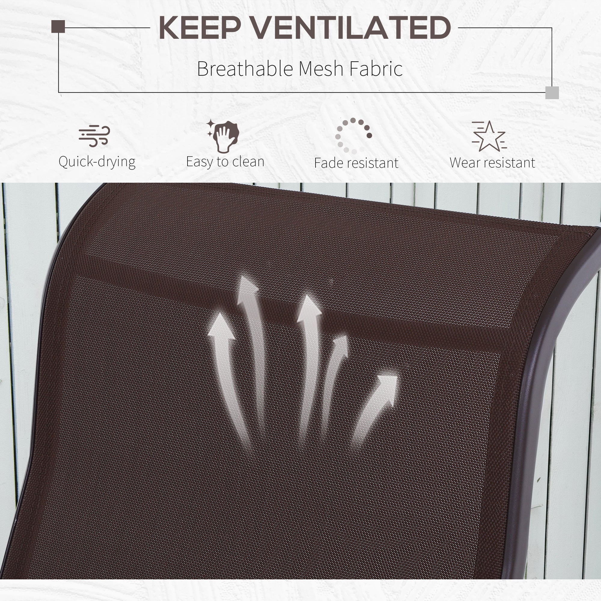 Outsunny Outdoor Gliding Rocking Chair with Sturdy Metal Frame Garden Comfortable Swing Chair, Brown 