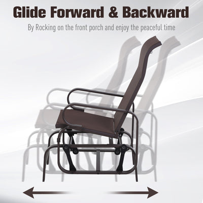 Outsunny Outdoor Gliding Rocking Chair with Sturdy Metal Frame Garden Comfortable Swing Chair, Brown 