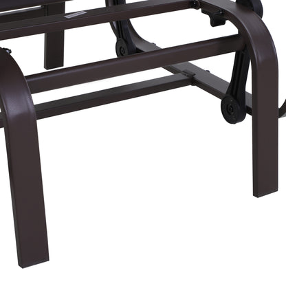 Outsunny Outdoor Gliding Rocking Chair with Sturdy Metal Frame Garden Comfortable Swing Chair, Brown 