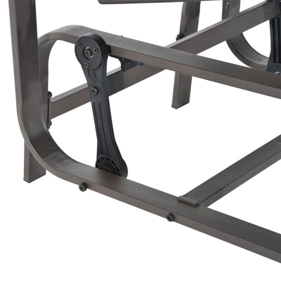 Outsunny Outdoor Gliding Rocking Chair with Sturdy Metal Frame Garden Comfortable Swing Chair, Grey & Brown 