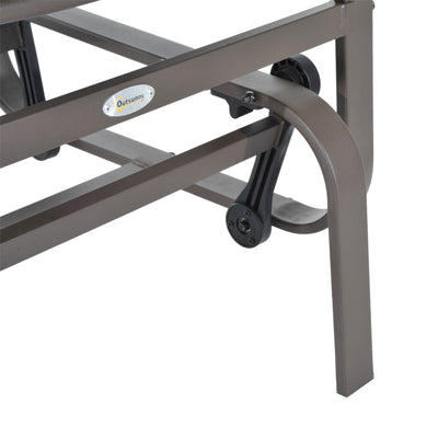 Outsunny Outdoor Gliding Rocking Chair with Sturdy Metal Frame Garden Comfortable Swing Chair, Grey & Brown 
