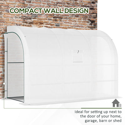 Outsunny Outdoor Walk-In Greenhouse, Plant Nursery with Zippered Doors, PE Cover and 3-Tier Shelves, White, 300 x 150 x 213 cm 
