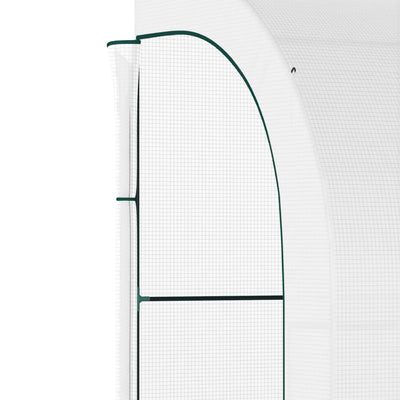 Outsunny Outdoor Walk-In Greenhouse, Plant Nursery with Zippered Doors, PE Cover and 3-Tier Shelves, White, 300 x 150 x 213 cm 