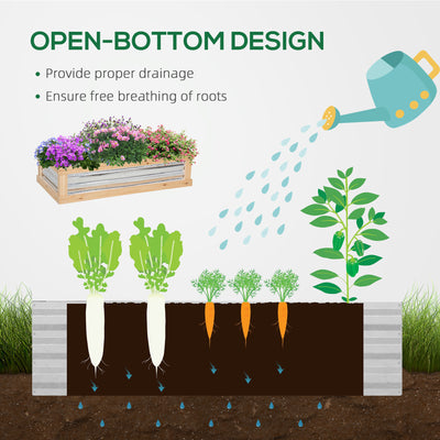 Outsunny Raised Garden Bed with Greenhouse Top, Garden Wooden Cold Frame Greenhouse Flower Planter Protection with 2 Independent Roofs, 122x 61 x 82cm, Natural 