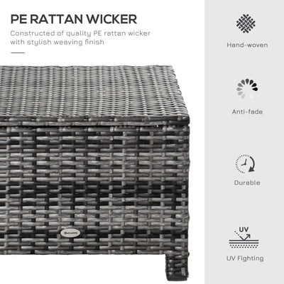Outsunny Rattan Footstool Wicker Ottoman with Padded Seat Cushion Outdoor Patio Furniture for Garden Poolside Living Room, 50 x 50 x 35 cm, Grey 