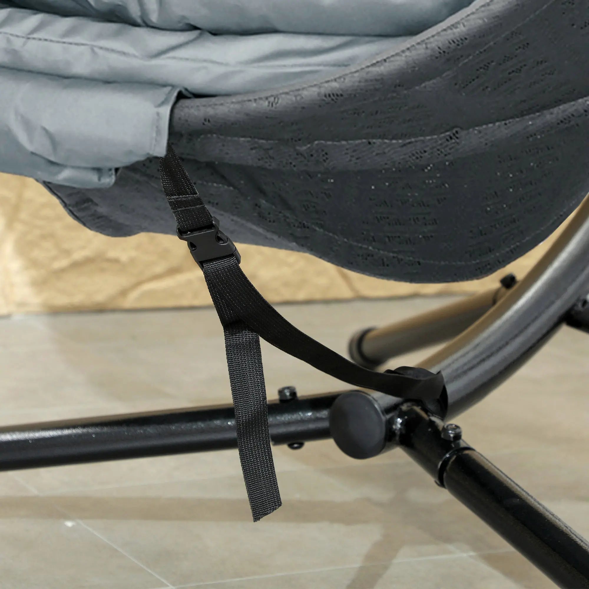 Outsunny Round Egg Basket Chair, with Steel Stand, Charcoal Grey 