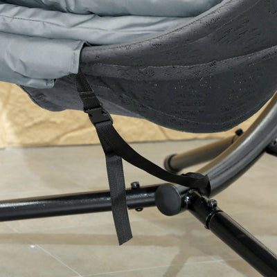 Outsunny Round Egg Basket Chair, with Steel Stand, Charcoal Grey 