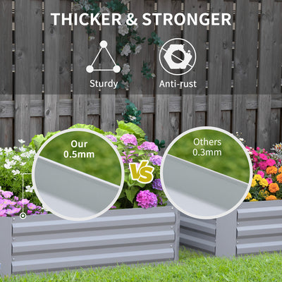 Outsunny Set of 2 291L Raised Garden Bed, Elevated Galvanised Planter Box for Flowers, Herbs, 100x100x30cm, Grey 