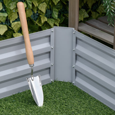 Outsunny Set of 2 291L Raised Garden Bed, Elevated Galvanised Planter Box for Flowers, Herbs, 100x100x30cm, Grey 