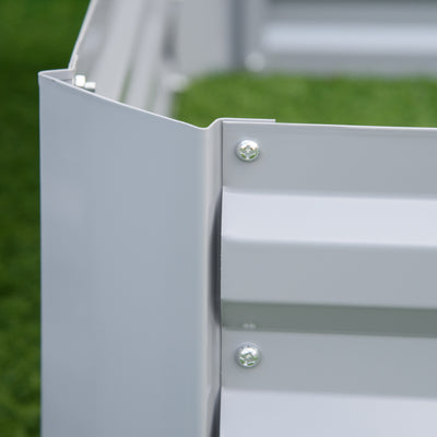Outsunny Set of 2 291L Raised Garden Bed, Elevated Galvanised Planter Box for Flowers, Herbs, 100x100x30cm, Grey 
