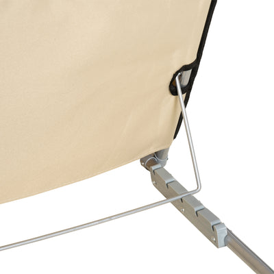 Outsunny Set of 2 Foldable Garden Beach Chair Mat Lightweight Outdoor Sun Lounger Seats Adjustable Back Metal Frame PE Fabric Head Pillow w/ Carry Bag, Beige 