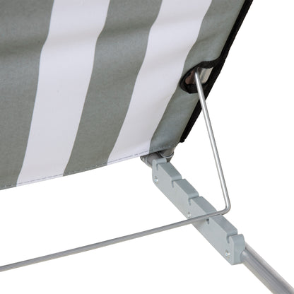 Outsunny Set of 2 Foldable Garden Beach Chair Mat Lightweight Outdoor Sun Lounger Seats Adjustable Back Metal Frame PE Fabric Head Pillow w/ Carry Bag, Light Grey 