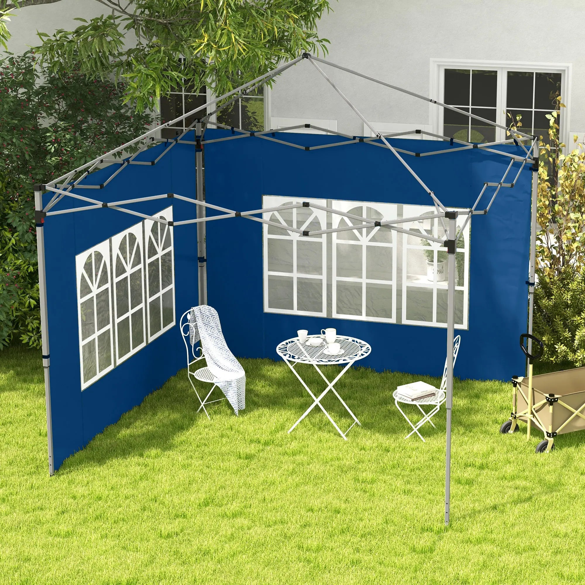 Outsunny Set of 2 Gazebo Side Panels - Blue 