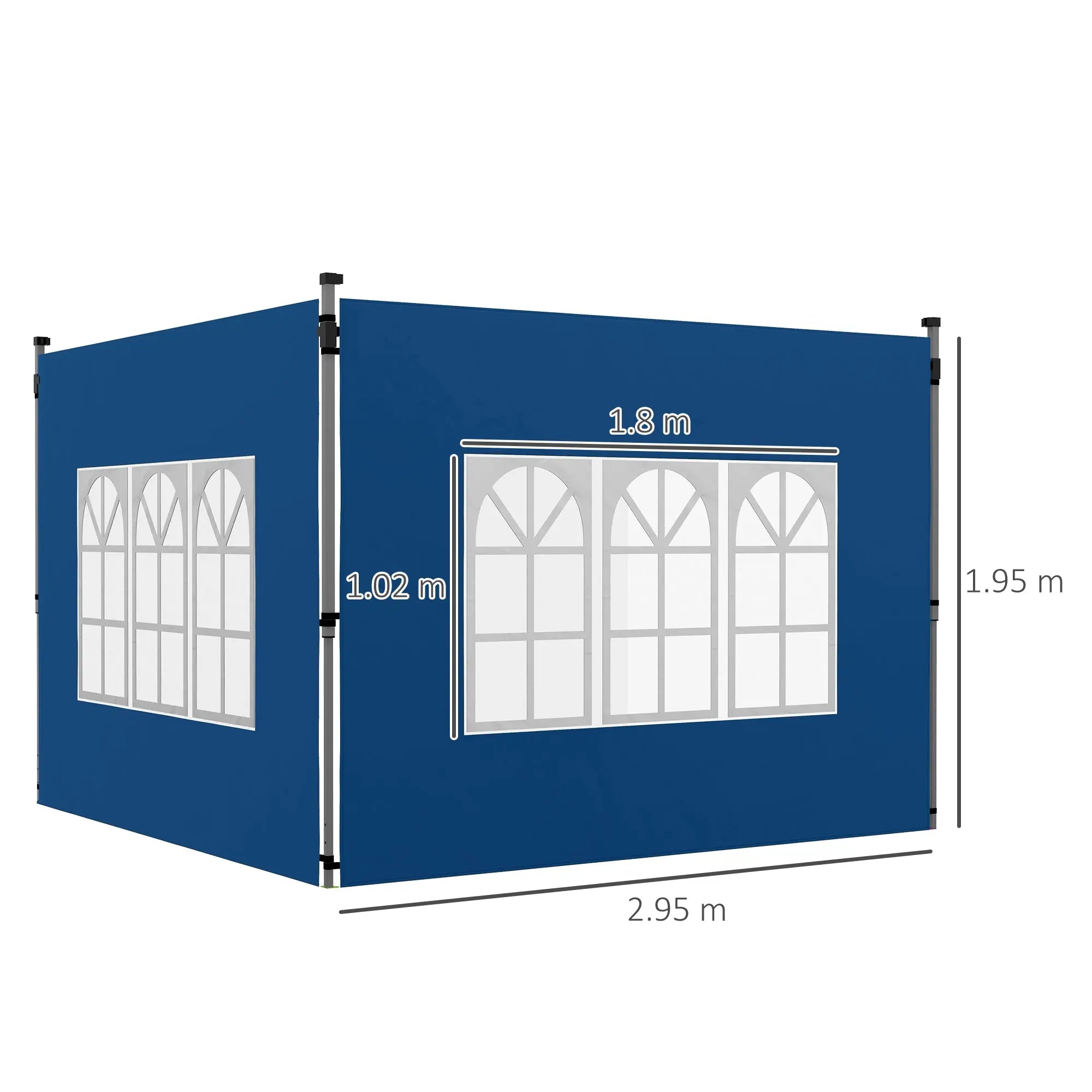Outsunny Set of 2 Gazebo Side Panels - Blue 
