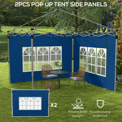 Outsunny Set of 2 Gazebo Side Panels - Blue 
