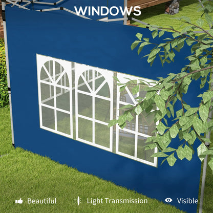 Outsunny Set of 2 Gazebo Side Panels - Blue 