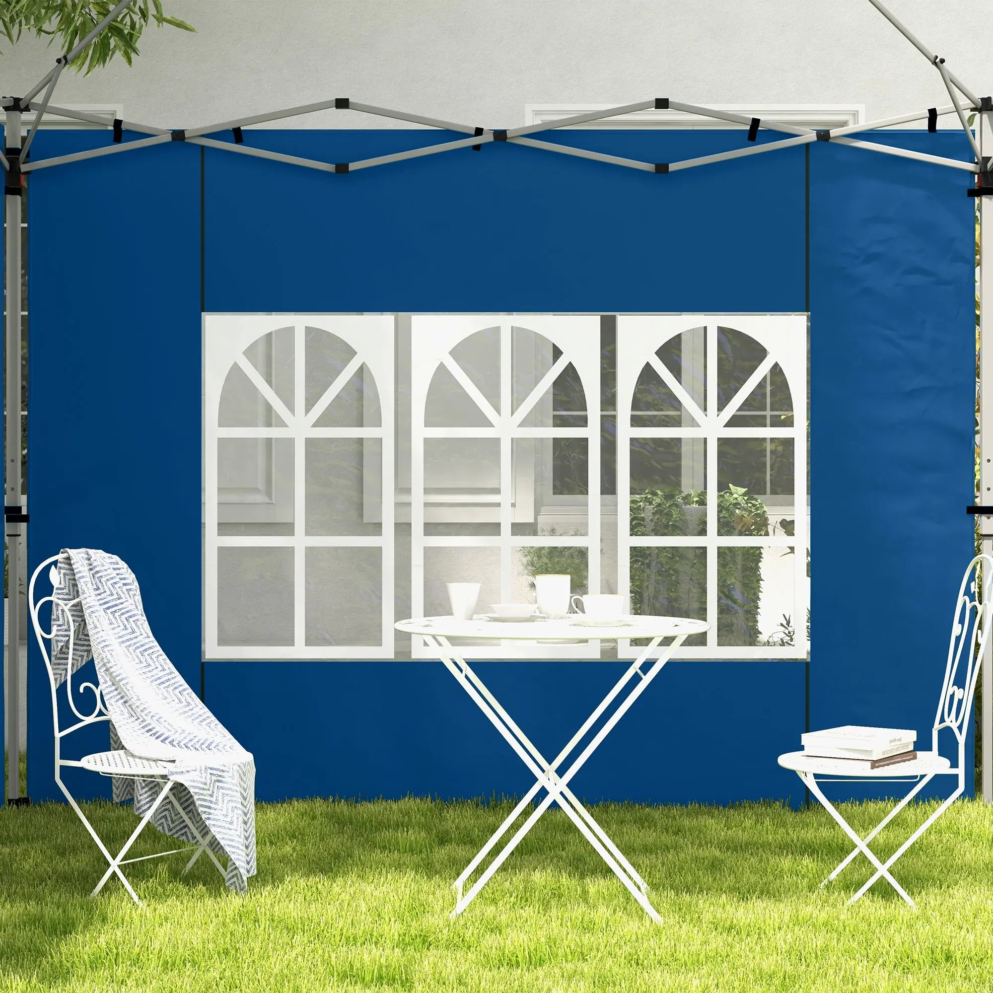 Outsunny Set of 2 Gazebo Side Panels - Blue 
