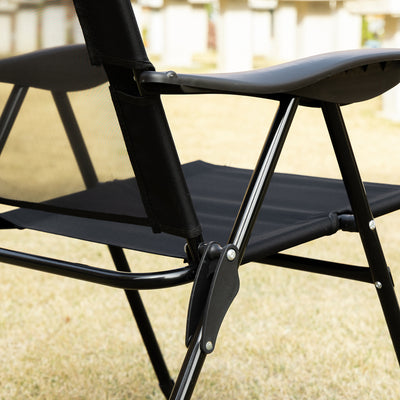 Outsunny Set of 2 Portable Folding Recliner Metal Outdoor Patio Chaise Lounge Chairs with Adjustable Backrest, Black 