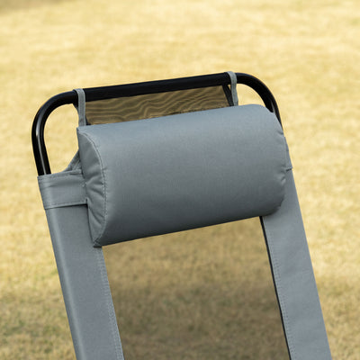 Outsunny Set of 2 Portable Folding Recliner Outdoor Patio Adjustable Backrest, Grey 