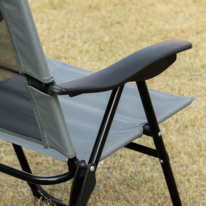 Outsunny Set of 2 Portable Folding Recliner Outdoor Patio Adjustable Backrest, Grey 
