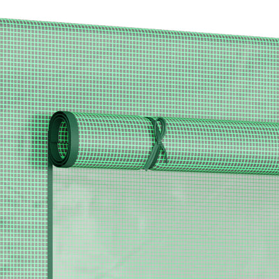 Outsunny Small Walk-in Garden Greenhouse with Steel Frame, Large Roll-up Door and Windows, 200Lx76Wx168Hcm, Green 