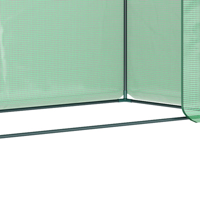 Outsunny Small Walk-in Garden Greenhouse with Steel Frame, Large Roll-up Door and Windows, 200Lx76Wx168Hcm, Green 