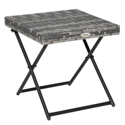 Outsunny Square PE Wicker Rattan Folding Table - Grey 