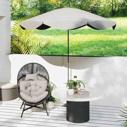Outsunny Standing Rattan Egg Chair Outdoor, Oversized Wicker Garden Egg Chair with Thick Tufted Cushion, Headrest, Steel Frame, Charcoal Grey 