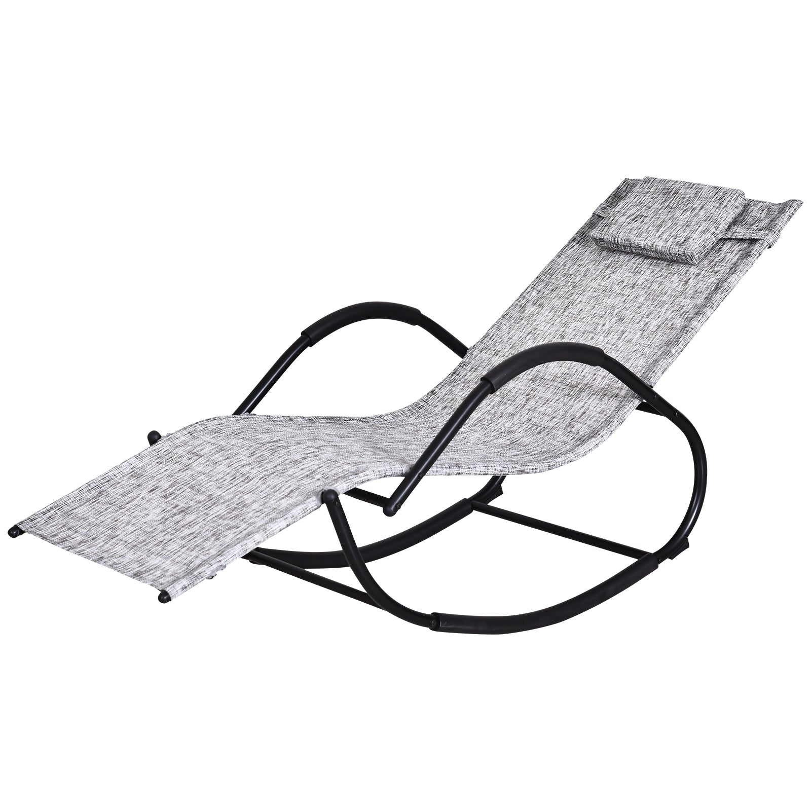Outsunny Steel Frame Zero Gravity Rocking Lounge Chair w/ Pillow Grey 