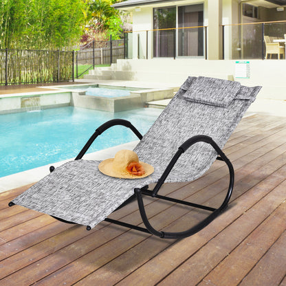 Outsunny Steel Frame Zero Gravity Rocking Lounge Chair w/ Pillow Grey 