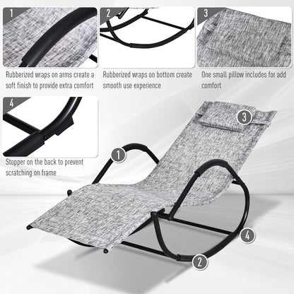 Outsunny Steel Frame Zero Gravity Rocking Lounge Chair w/ Pillow Grey 