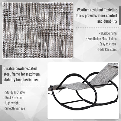 Outsunny Steel Frame Zero Gravity Rocking Lounge Chair w/ Pillow Grey 