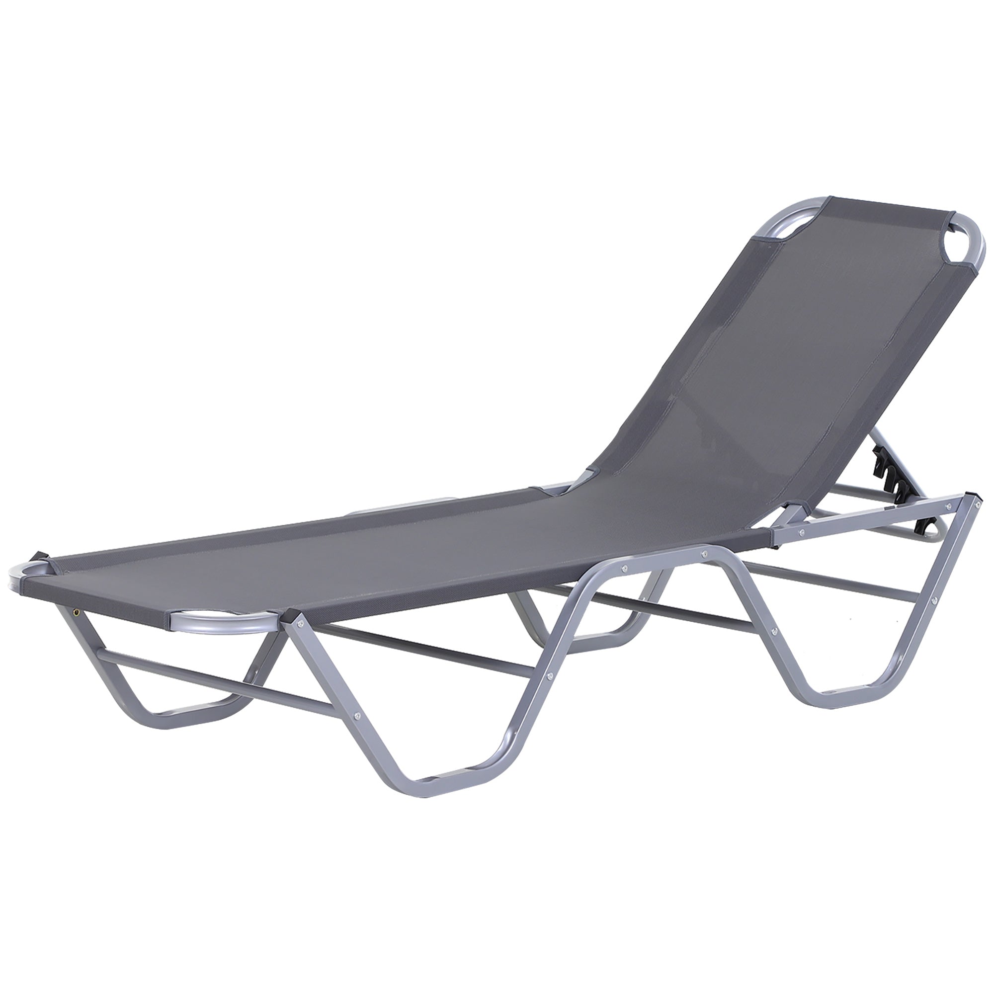Outsunny Sun Lounger Relaxer Recliner w/ 5-Position Adjustable Backrest Pool Sun Bathing 