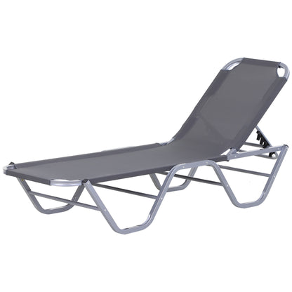 Outsunny Sun Lounger Relaxer Recliner w/ 5-Position Adjustable Backrest Pool Sun Bathing 