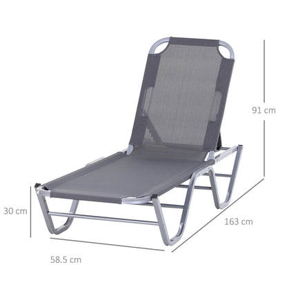 Outsunny Sun Lounger Relaxer Recliner w/ 5-Position Adjustable Backrest Pool Sun Bathing 