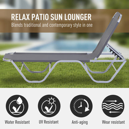 Outsunny Sun Lounger Relaxer Recliner w/ 5-Position Adjustable Backrest Pool Sun Bathing 