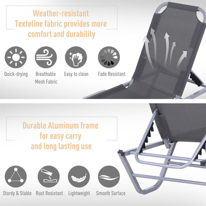 Outsunny Sun Lounger Relaxer Recliner w/ 5-Position Adjustable Backrest Pool Sun Bathing 
