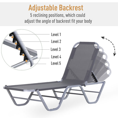Outsunny Sun Lounger Relaxer Recliner w/ 5-Position Adjustable Backrest Pool Sun Bathing 
